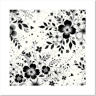 Black and White Floral Posters and Art